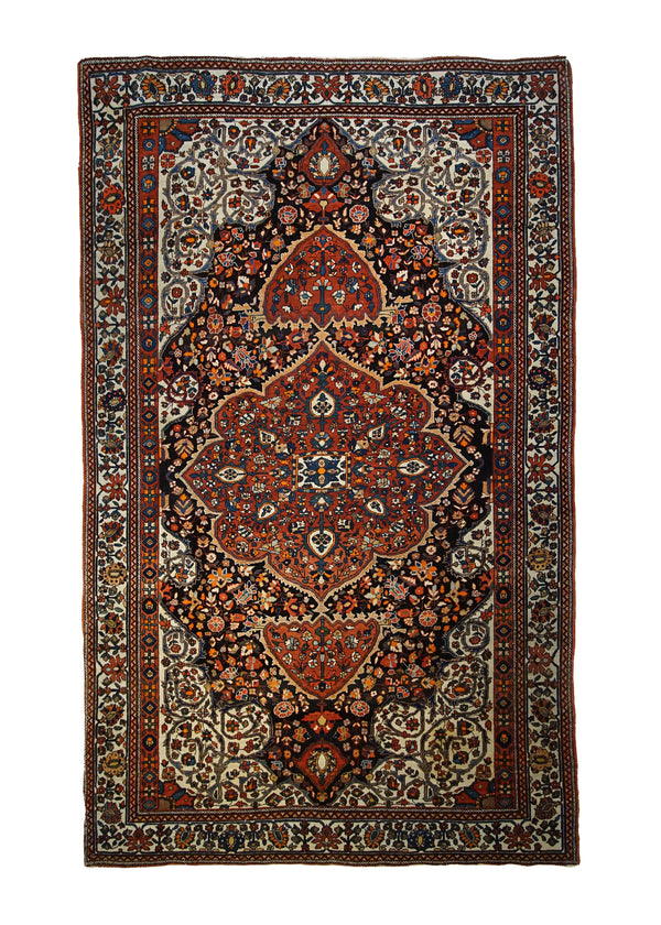 A26277 Persian Rug Sarouk Handmade Area Traditional Antique 4'3'' x 7'0'' -4x7- Blue Red Floral Design