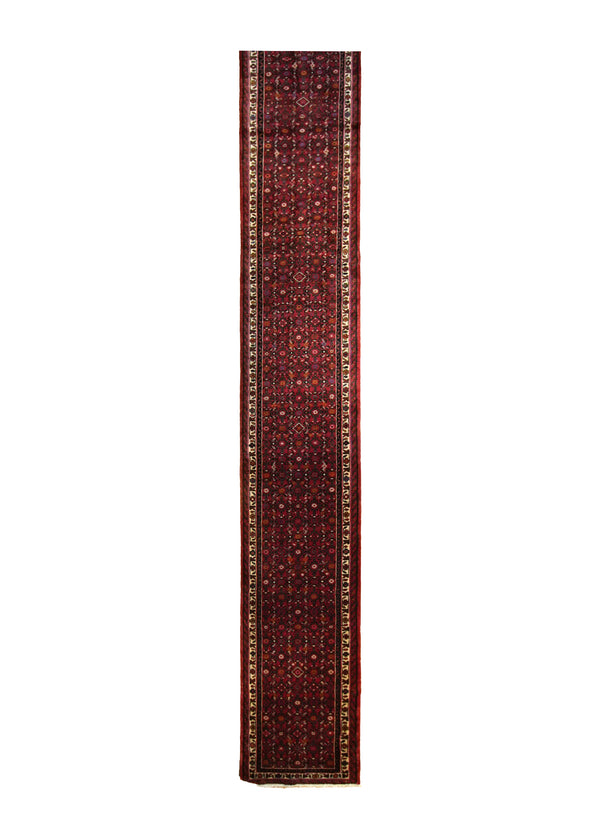 A26290 Persian Rug Hossein Abad Handmade Runner Tribal 2'7'' x 19'5'' -3x19- Red Geometric Design
