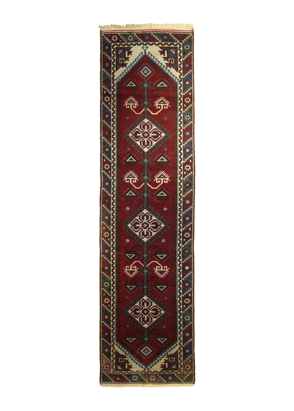 A26311 Oriental Rug Turkish Handmade Runner Tribal 2'4'' x 9'4'' -2x9- Red Geometric Design