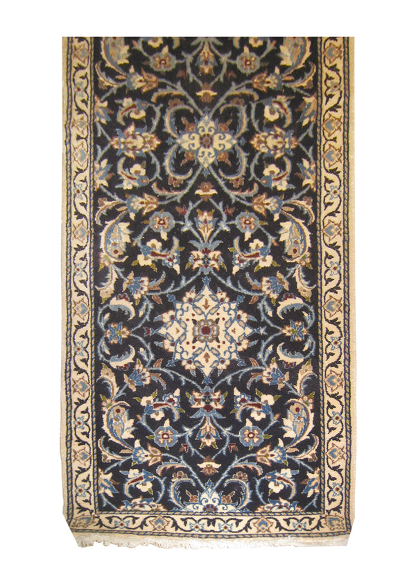 A26312 Persian Rug Nain Handmade Runner Traditional 1'11'' x 6'3'' -2x6- Blue Whites Beige Floral Design
