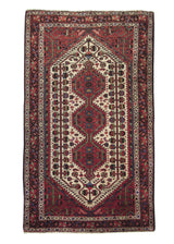 A26330 Persian Rug Hamadan Handmade Area Tribal 4'5'' x 7'4'' -4x7- Red Geometric Design