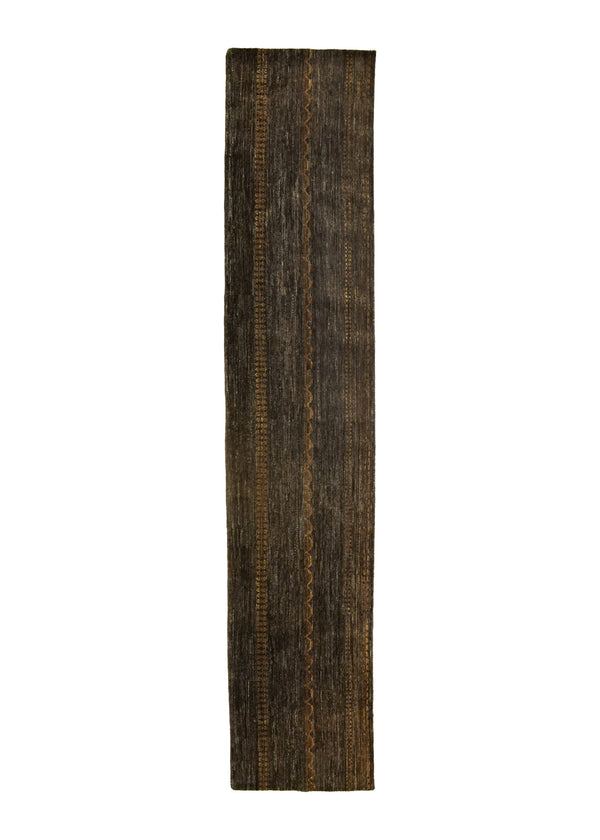 A26341 Oriental Rug Pakistani Handmade Runner Transitional Tribal 2'4'' x 11'10'' -2x12- Brown Gabbeh Stripes Design.jpg