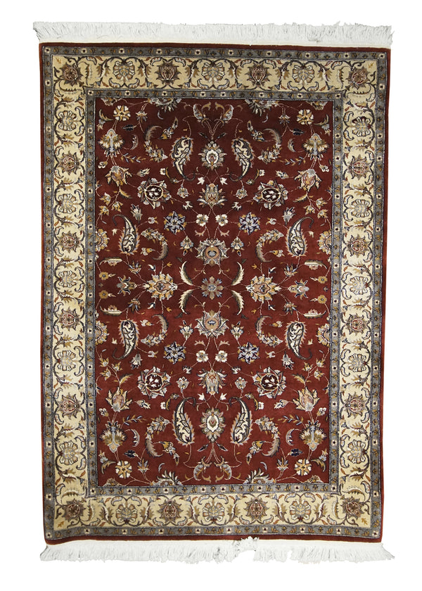 A26416 Oriental Rug Pakistani Handmade Area Transitional 4'1'' x 6'0'' -4x6- Red Floral Design