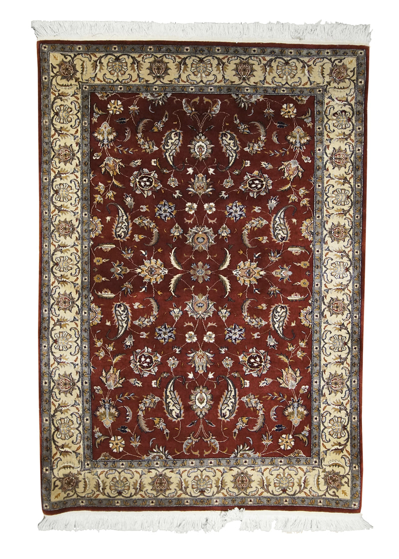 A26416 Oriental Rug Pakistani Handmade Area Transitional 4'1'' x 6'0'' -4x6- Red Floral Design
