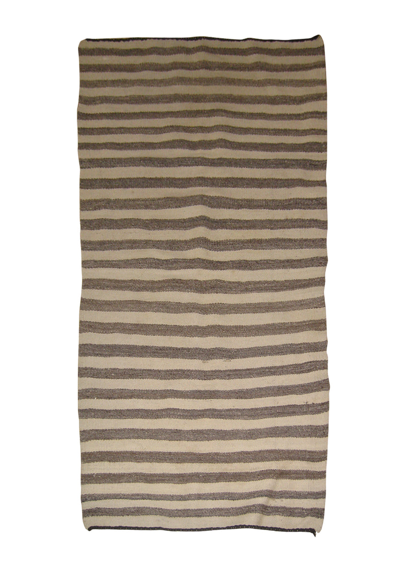 A26420 Native American Rug Navajo Handmade Area Tribal Neutral 2'6'' x 5'0'' -3x5- Whites Beige Gray Crystal Stripes Design