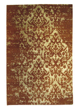 A26429 Oriental Rug Indian Handmade Area Modern 5'12'' x 8'11'' -6x9- Red Whites Beige Erased Abstract Design