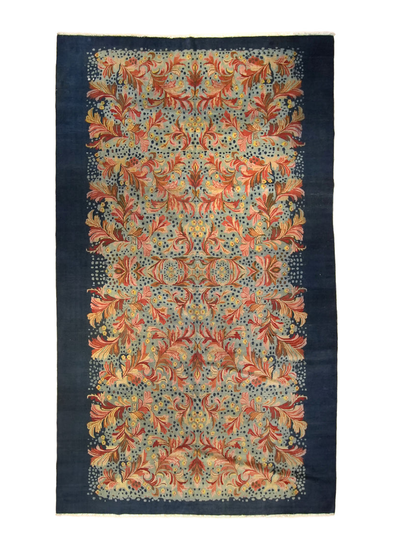A26449 Oriental Rug Tibetan Handmade Area Traditional Antique 7'1'' x 12'0'' -7x12- Blue Pink Floral Design.jpg
