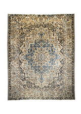 A26521 Persian Rug Bakhtiari Handmade Area Tribal Vintage 9'10'' x 12'5'' -10x12- Whites Beige Blue Geometric Design