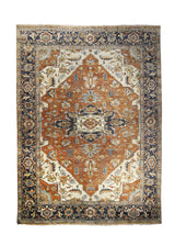 A26538 Oriental Rug Indian Handmade Area Transitional Tribal 8'11'' x 12'2'' -9x12- Red Blue Heriz Geometric Design