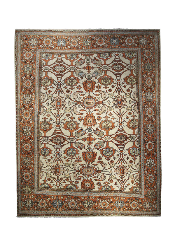 A26543 Persian Rug Malayer Handmade Area Tribal Vintage 9'5'' x 11'10'' -9x12- Whites Beige Red Floral Design