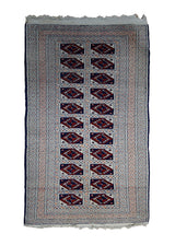 A26551 Persian Rug Turkmen Handmade Area Tribal 2'5'' x 3'7'' -2x4- Whites Beige Geometric Elephant Foot Bokhara Design
