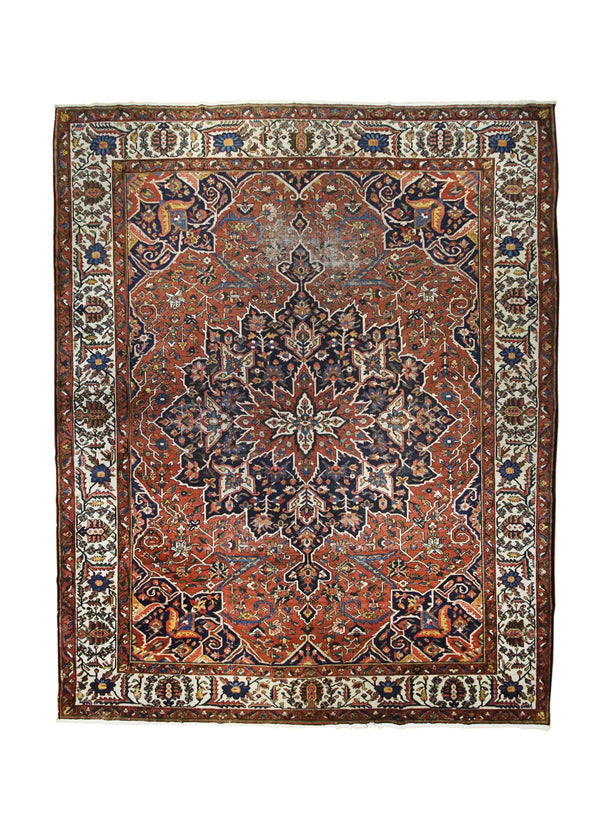 A26552 Persian Rug Bakhtiari Handmade Area Tribal Antique 10'4'' x 12'10'' -10x13- Red Blue Floral Design