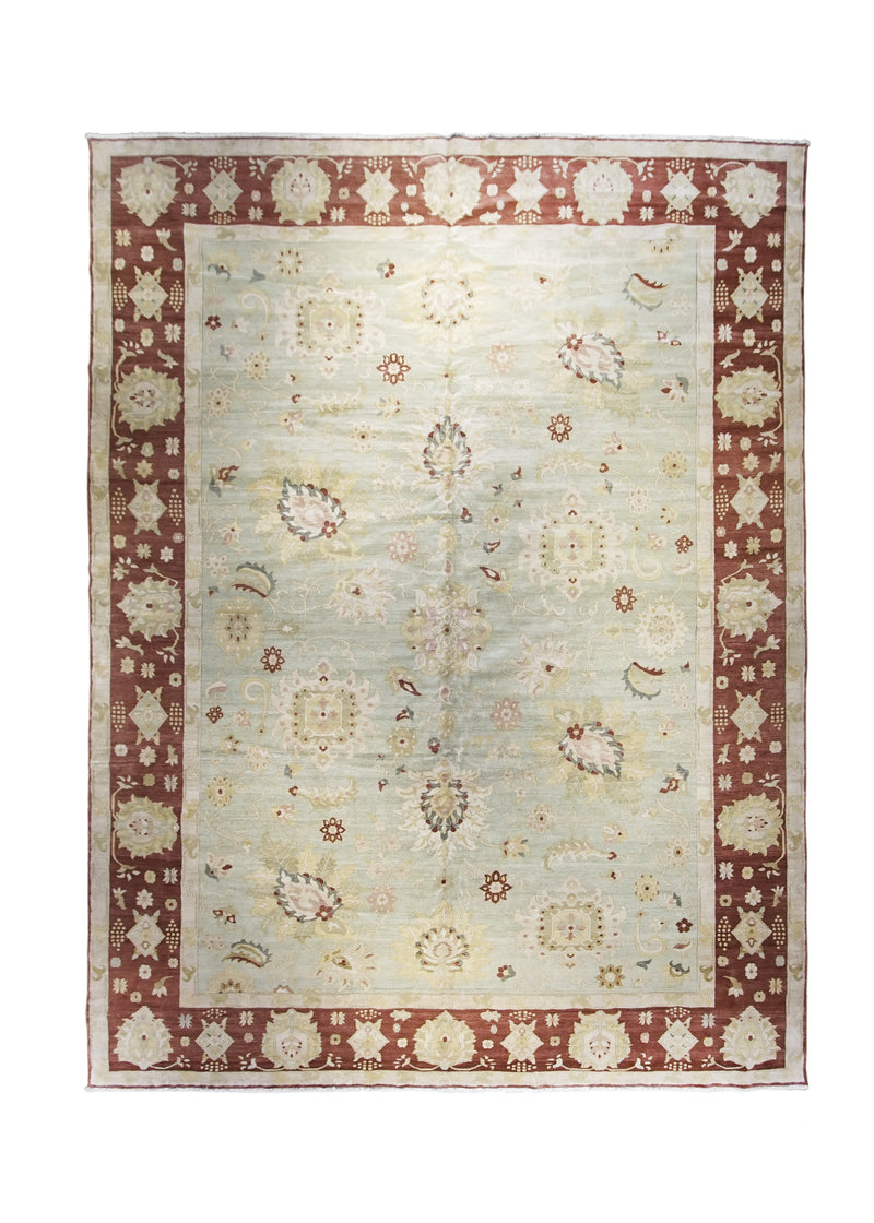 A26574 Oriental Rug Egyptian Handmade Area Transitional 11'11'' x 15'4'' -12x15- Green Red Yellow Gold Oushak Floral Design