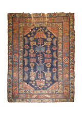 A26588 Persian Rug Bakhtiari Handmade Area Tribal Antique 5'1'' x 6'0'' -5x6- Blue Red Geometric Design