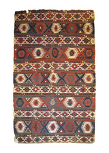 A26589 Caucasian Rug Shirvan Handmade Area Tribal Antique 4'10'' x 7'4'' -5x7- Multi-color Red Geometric Design