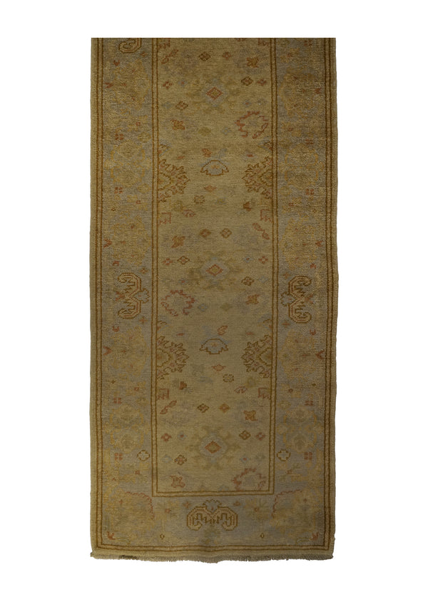 A26595 Oriental Rug Turkish Handmade Runner Tribal 2'10'' x 10'6'' -3x11- Whites Beige Oushak Geometric Design