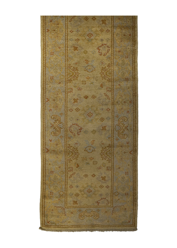 A26597 Oriental Rug Turkish Handmade Runner Tribal 2'11'' x 12'0'' -3x12- Whites Beige Oushak Design