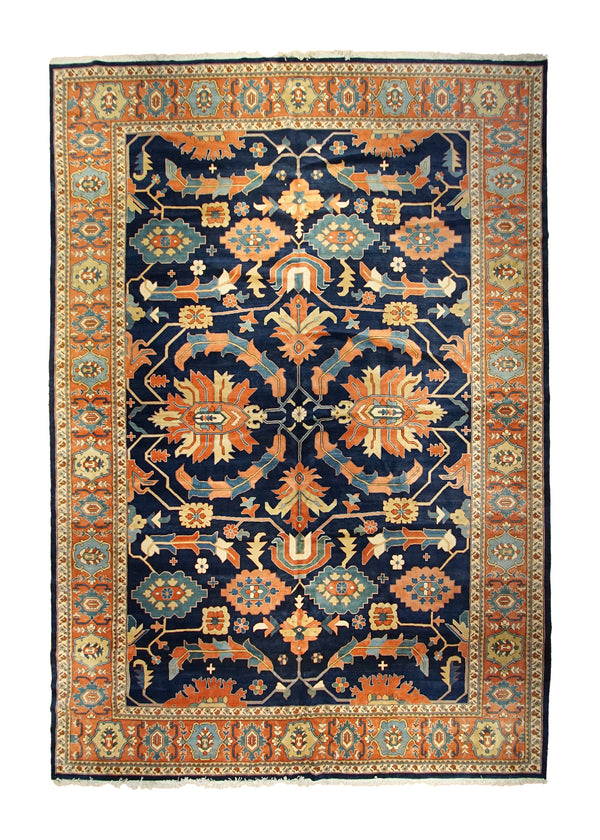 A26622 Persian Rug Heriz Handmade Area Tribal 13'7'' x 19'3'' -14x19- Red Blue Geometric Design