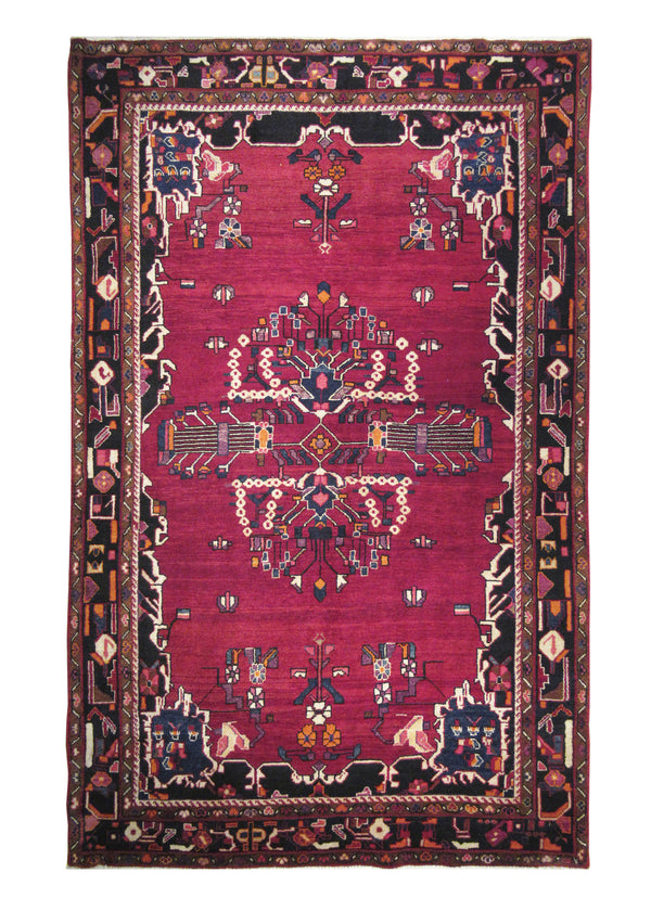 A26641 Persian Rug Bakhtiari Handmade Area Tribal 6'1'' x 9'9'' -6x10- Red Geometric Design