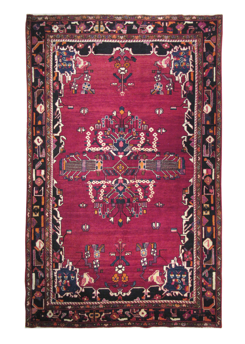 A26641 Persian Rug Bakhtiari Handmade Area Tribal 6'1'' x 9'9'' -6x10- Red Geometric Design