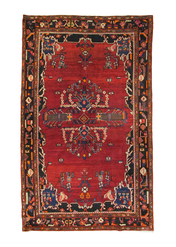 A26641 Persian Rug Bakhtiari Handmade Area Tribal 6'1'' x 9'9'' -6x10- Red Geometric Design.jpg