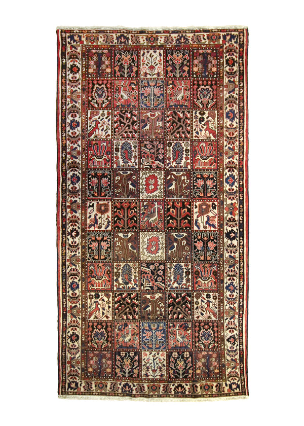A26643 Persian Rug Bakhtiari Handmade Area Tribal Vintage 5'3'' x 10'4'' -5x10- Red Garden Design