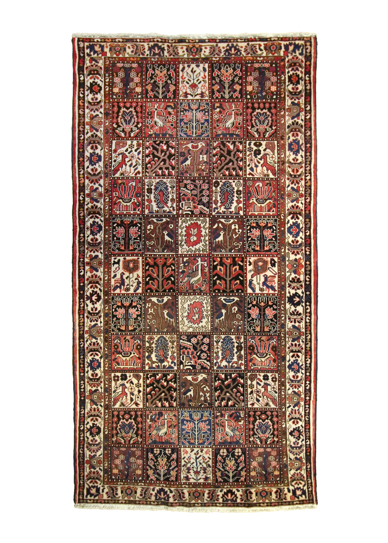 A26643 Persian Rug Bakhtiari Handmade Area Tribal Vintage 5'3'' x 10'4'' -5x10- Red Garden Design
