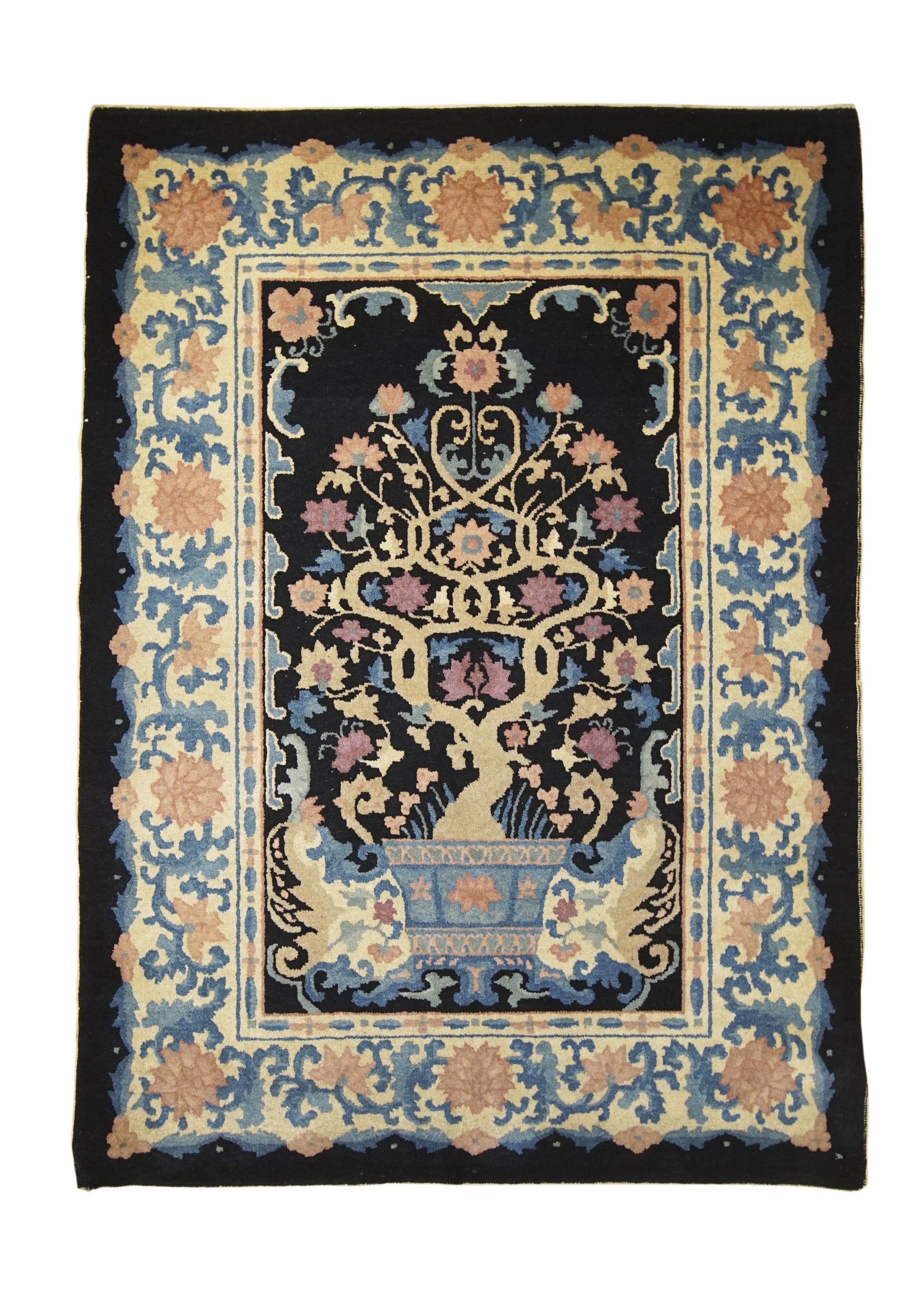Oriental Rug Chinese Handmade Area Traditional Antique 3'7