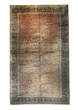 A26654 Persian Rug Kashan Handmade Area Traditional Antique 13'5'' x 22'6'' -13x23- Pink Blue Floral Design
