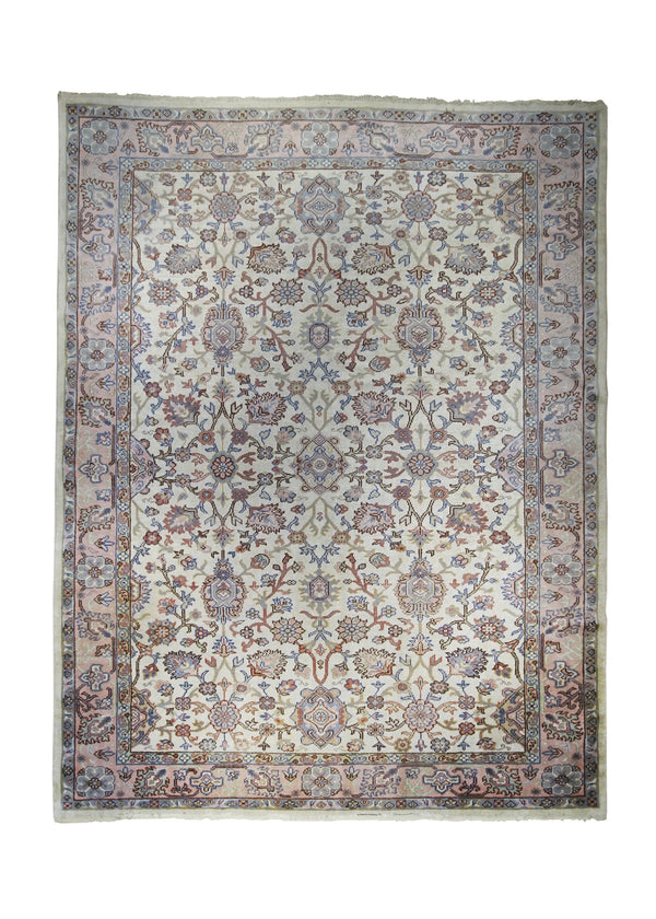 A26664 Oriental Rug Turkish Handmade Area Traditional 9'6'' x 12'10'' -10x13- Whites Beige Pink Floral Design