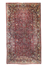A26671 Persian Rug Sarouk Handmade Area Traditional Antique 10'3'' x 17'6'' -10x18- Red Blue Floral Design