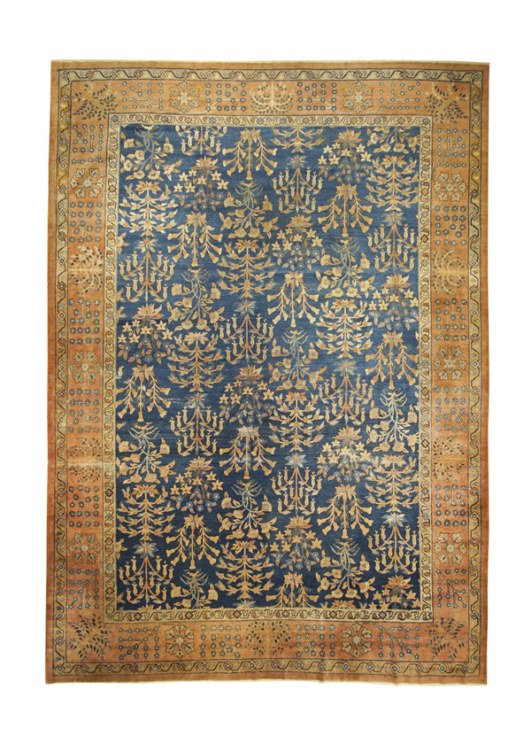 A26685 Oriental Rug Indian Handmade Area Traditional Antique 10'1'' x 14'0'' -10x14- Blue Red Tree of Life Design
