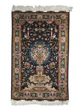 A26706 Persian Rug Tabriz Handmade Area Traditional 3'3'' x 5'3'' -3x5- Black Blue Pink Tree of Life Design