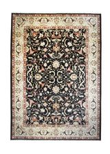 A26709 Oriental Rug Pakistani Handmade Area Transitional 10'1'' x 13'10'' -10x14- Black Whites Beige Antique Washed Oushak Floral Design
