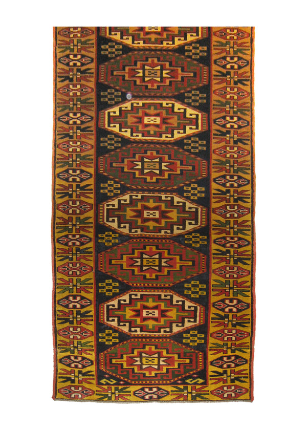 A26719 Oriental Rug Pakistani Handmade Runner Tribal 2'7'' x 14'4'' -3x14- Blue Yellow Gold Red Geometric Design