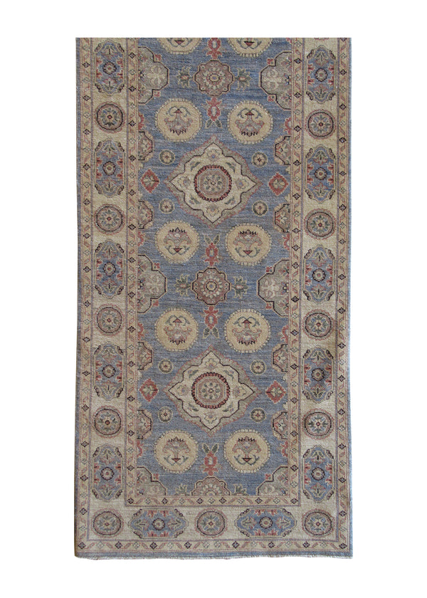 A26746 Oriental Rug Pakistani Handmade Runner Transitional 2'11'' x 9'8'' -3x10- Blue Whites Beige Antique Washed Oushak Floral Design