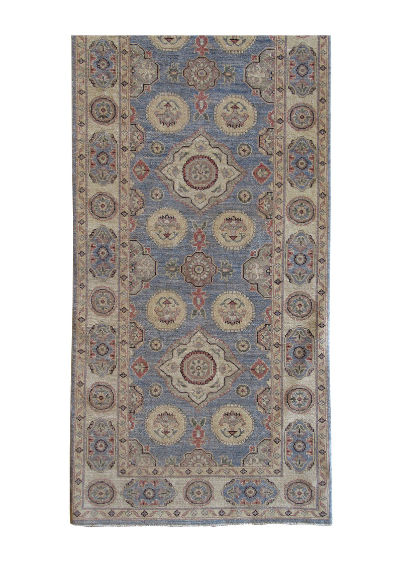 A26746 Oriental Rug Pakistani Handmade Runner Transitional 2'11'' x 9'8'' -3x10- Blue Whites Beige Antique Washed Oushak Floral Design