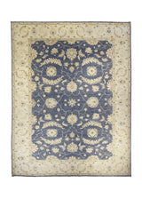 A26758 Oriental Rug Pakistani Handmade Area Transitional 8'12'' x 11'8'' -9x12- Blue Whites Beige Antique Washed Oushak Floral Design
