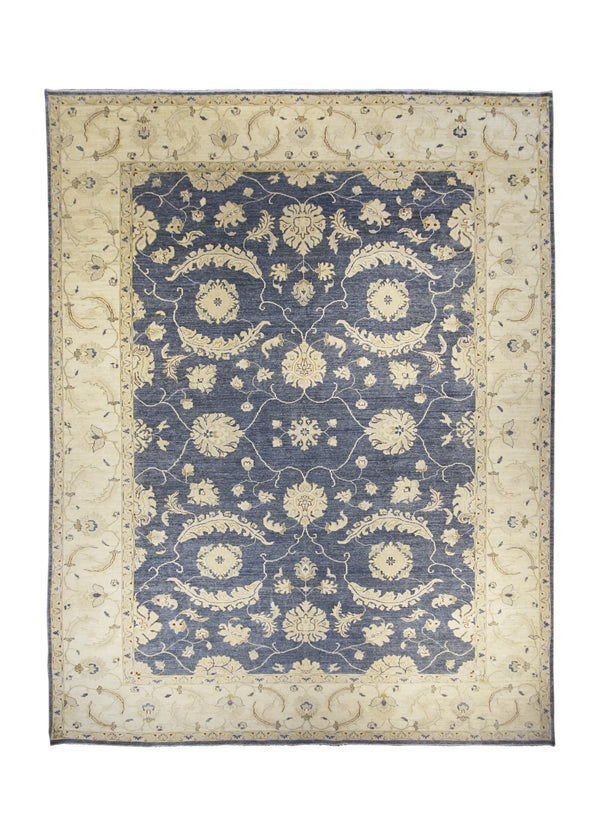 A26758 Oriental Rug Pakistani Handmade Area Transitional 8'12'' x 11'8'' -9x12- Blue Whites Beige Antique Washed Oushak Floral Design