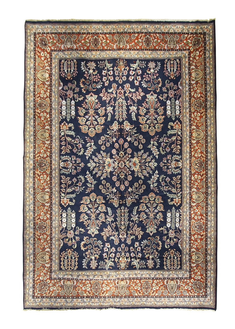 A26762 Oriental Rug Indian Handmade Area Traditional 11'8'' x 17'4'' -12x17- Blue Red Sarouk Floral Design