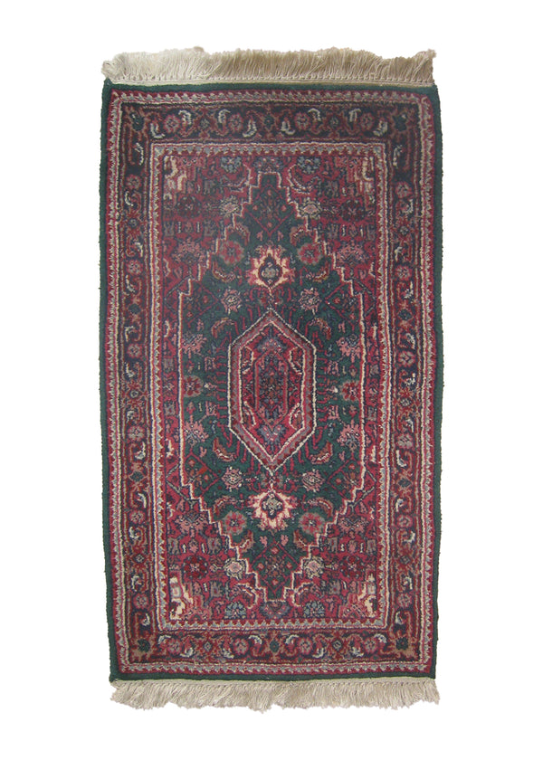 A26765 Oriental Rug Indian Handmade Area Transitional Traditional 2'0'' x 3'0'' -2x3- Green Red Bijar Herati Design