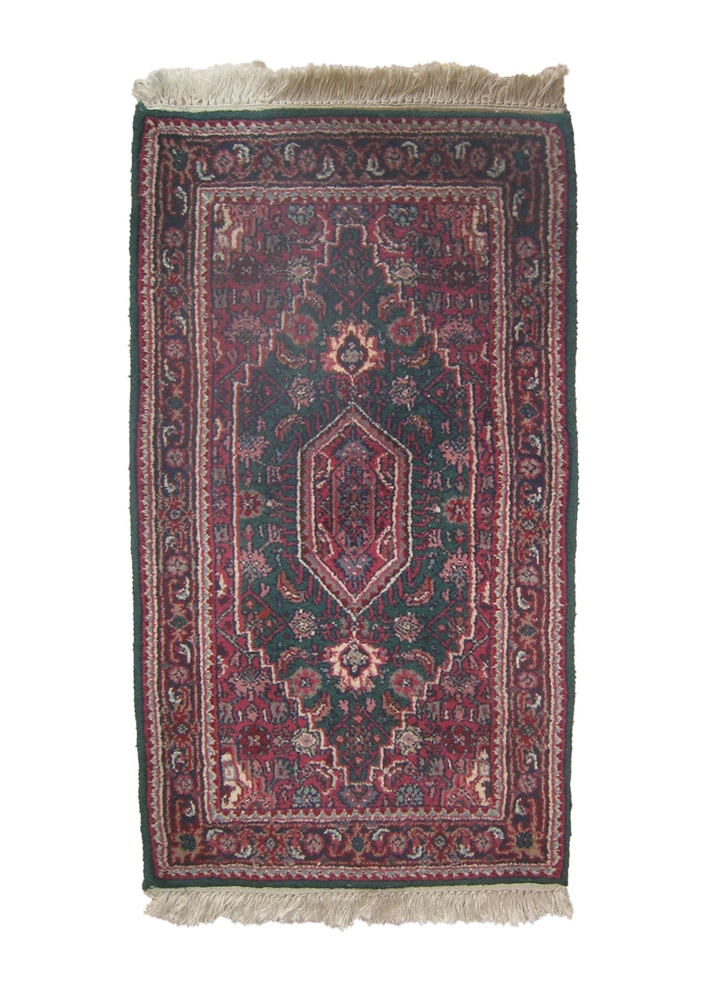 A26765 Oriental Rug Indian Handmade Area Transitional Traditional 2'0'' x 3'0'' -2x3- Green Red Bijar Herati Design