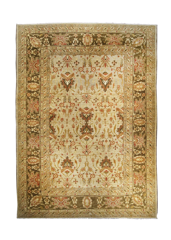 A26779 Oriental Rug Pakistani Handmade Area Transitional 8'7'' x 11'9'' -9x12- Whites Beige Brown Antique Washed Oushak Floral Design