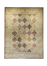 A26845 Oriental Rug Pakistani Handmade Area Transitional 8'12'' x 11'10'' -9x12- Yellow Gold Whites Beige Antique Washed Oushak Floral Design