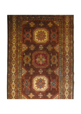 A26884 Oriental Rug Pakistani Handmade Area Transitional Tribal 5'8'' x 8'2'' -6x8- Brown Ghazni Kazak Geometric Design
