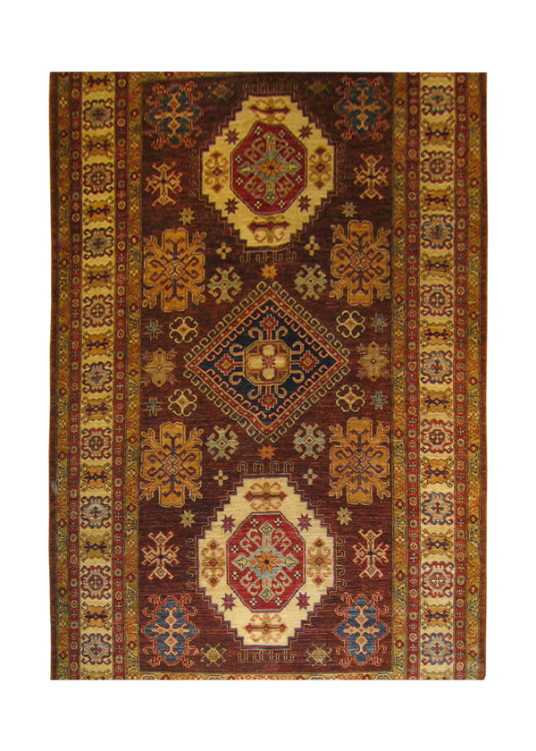 A26886 Oriental Rug Pakistani Handmade Area Transitional Tribal 5'9'' x 9'9'' -6x10- Brown Ghazni Kazak Geometric Design