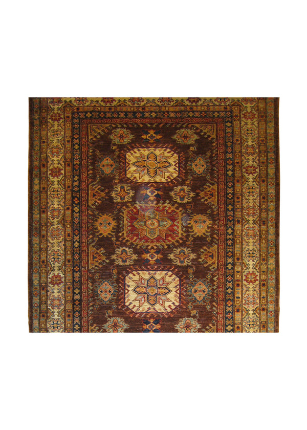 A26889 Oriental Rug Pakistani Handmade Area Transitional Tribal 4'10'' x 6'11'' -5x7- Brown Ghazni Kazak Geometric Design