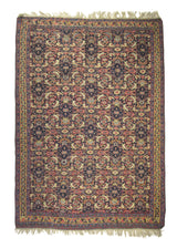 A27004 Persian Rug Sanandaj Handmade Area Tribal Antique 4'7'' x 6'5'' -5x6- Blue Red Yellow Gold Kilim Floral Design