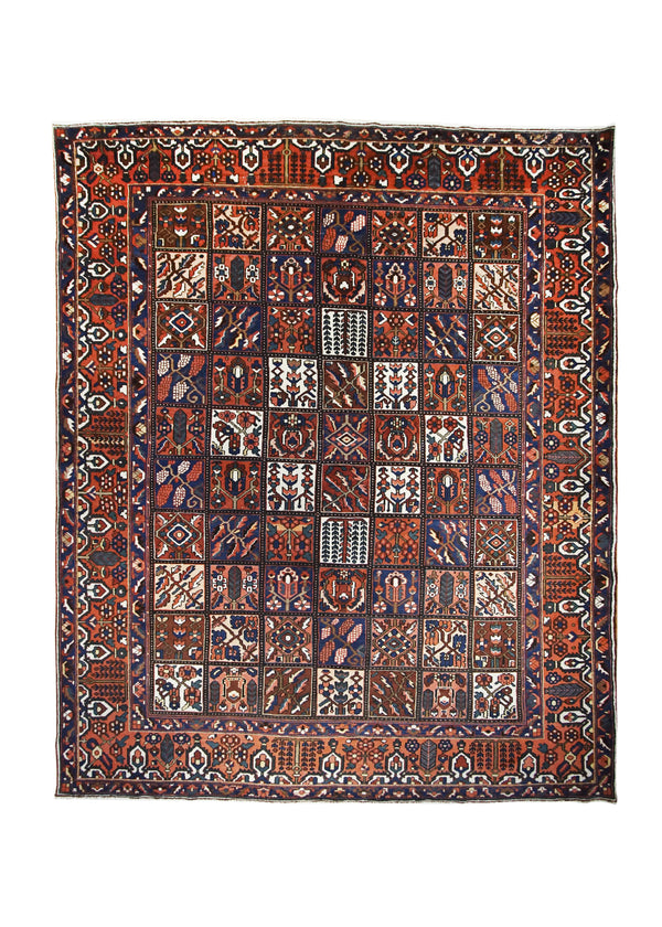 A27008 Persian Rug Bakhtiari Handmade Area Tribal 10'10'' x 13'0'' -11x13- Red Garden Design