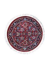 A27023 Oriental Rug Indian Handmade Round Traditional 3'0'' x 3'0'' -3x3- Red Floral Design